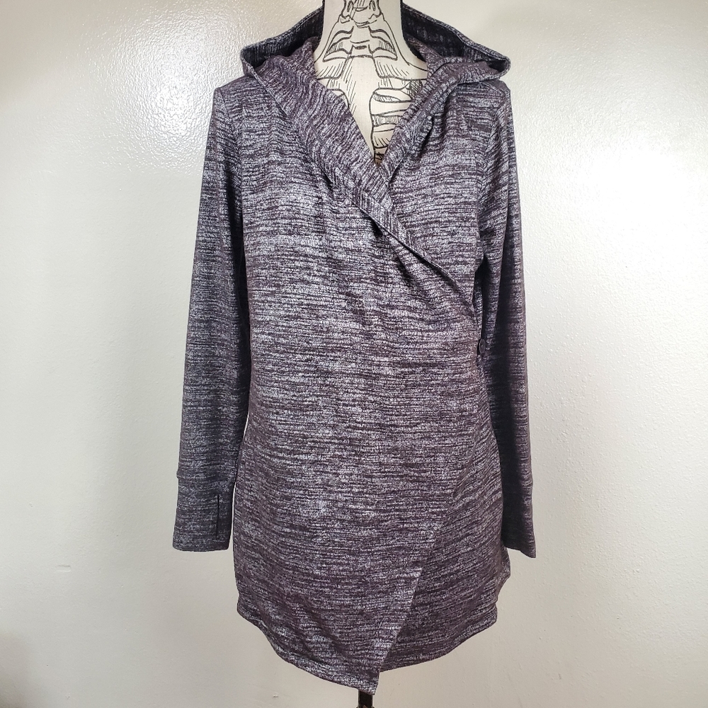(NEW) Betabrand Gray Hooded Asymmetrical Yoga Jacket Size S/M